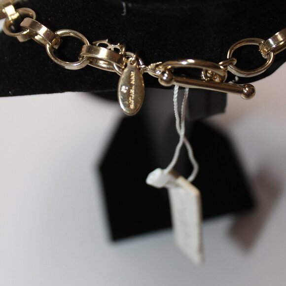 NWT Ann Taylor Faux Tortoise and Rhinestone Chain Link Necklace and Bracelet Set - Picture 6 of 16